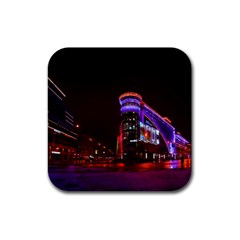 Moscow Night Lights Evening City Rubber Coaster (square)  by Nexatart