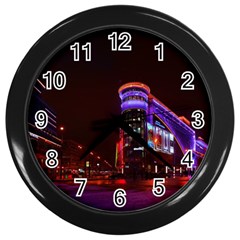 Moscow Night Lights Evening City Wall Clocks (black) by Nexatart