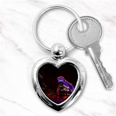 Moscow Night Lights Evening City Key Chains (heart)  by Nexatart