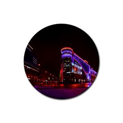 Moscow Night Lights Evening City Rubber Round Coaster (4 Pack)  by Nexatart