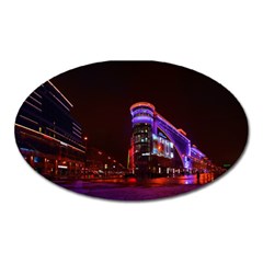 Moscow Night Lights Evening City Oval Magnet by Nexatart