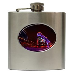 Moscow Night Lights Evening City Hip Flask (6 Oz) by Nexatart