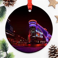 Moscow Night Lights Evening City Round Ornament (two Sides) by Nexatart