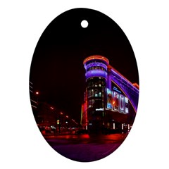 Moscow Night Lights Evening City Oval Ornament (two Sides) by Nexatart