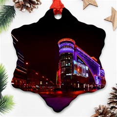 Moscow Night Lights Evening City Snowflake Ornament (two Sides) by Nexatart