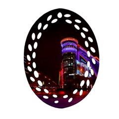 Moscow Night Lights Evening City Ornament (oval Filigree) by Nexatart