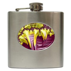 Yellow Magenta Abstract Fractal Hip Flask (6 Oz) by Nexatart