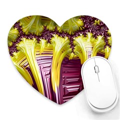 Yellow Magenta Abstract Fractal Heart Mousepads by Nexatart