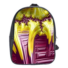 Yellow Magenta Abstract Fractal School Bag (large) by Nexatart