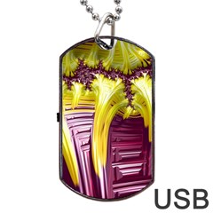 Yellow Magenta Abstract Fractal Dog Tag Usb Flash (one Side) by Nexatart