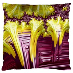 Yellow Magenta Abstract Fractal Large Flano Cushion Case (one Side) by Nexatart