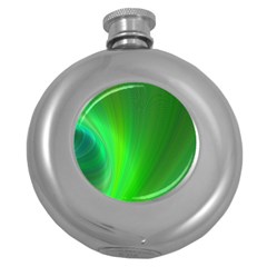 Green Background Abstract Color Round Hip Flask (5 Oz) by Nexatart