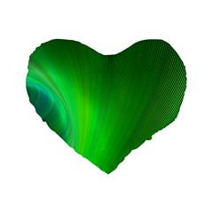 Green Background Abstract Color Standard 16  Premium Flano Heart Shape Cushions by Nexatart