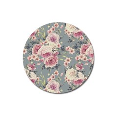 Pink Flower Seamless Design Floral Magnet 3  (round) by Nexatart