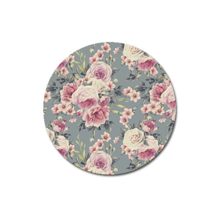 Pink Flower Seamless Design Floral Magnet 3  (Round)