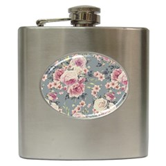 Pink Flower Seamless Design Floral Hip Flask (6 Oz) by Nexatart