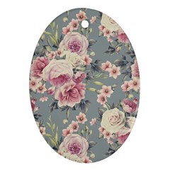 Pink Flower Seamless Design Floral Oval Ornament (two Sides) by Nexatart