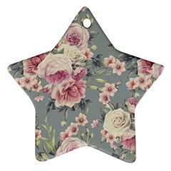 Pink Flower Seamless Design Floral Star Ornament (two Sides) by Nexatart