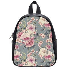 Pink Flower Seamless Design Floral School Bag (small) by Nexatart