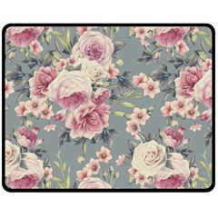 Pink Flower Seamless Design Floral Fleece Blanket (medium)  by Nexatart