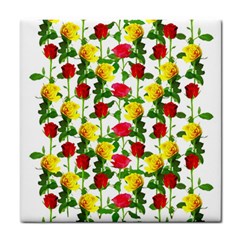 Rose Pattern Roses Background Image Tile Coasters by Nexatart