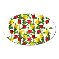 Rose Pattern Roses Background Image Oval Magnet by Nexatart