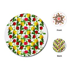 Rose Pattern Roses Background Image Playing Cards (round)  by Nexatart