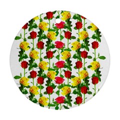 Rose Pattern Roses Background Image Round Ornament (two Sides) by Nexatart