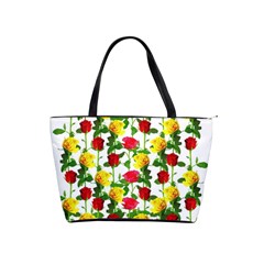 Rose Pattern Roses Background Image Shoulder Handbags by Nexatart