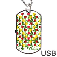 Rose Pattern Roses Background Image Dog Tag Usb Flash (two Sides) by Nexatart