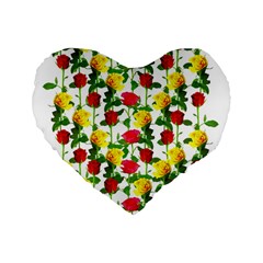 Rose Pattern Roses Background Image Standard 16  Premium Flano Heart Shape Cushions by Nexatart