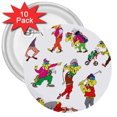 Golfers Athletes 3  Buttons (10 Pack)  by Nexatart