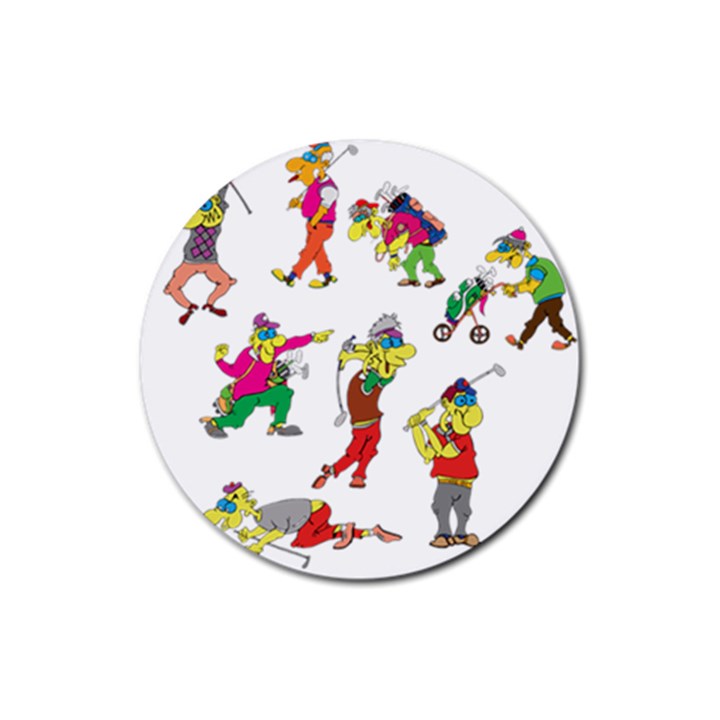 Golfers Athletes Rubber Coaster (Round) 