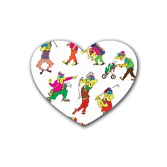 Golfers Athletes Rubber Coaster (heart)  by Nexatart