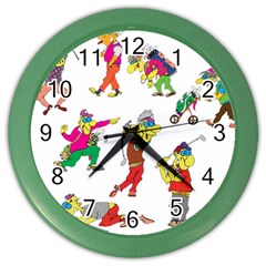 Golfers Athletes Color Wall Clocks by Nexatart