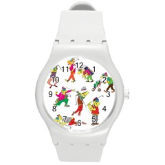 Golfers Athletes Round Plastic Sport Watch (m) by Nexatart