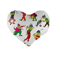 Golfers Athletes Standard 16  Premium Heart Shape Cushions by Nexatart