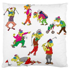 Golfers Athletes Large Flano Cushion Case (one Side) by Nexatart