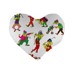 Golfers Athletes Standard 16  Premium Flano Heart Shape Cushions by Nexatart