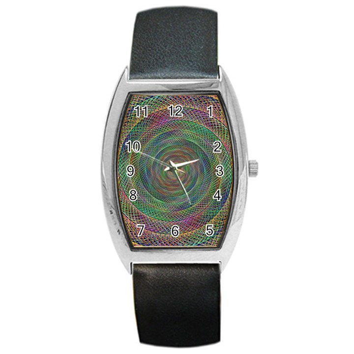 Spiral Spin Background Artwork Barrel Style Metal Watch