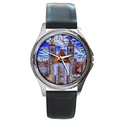 Steeple Church Building Sky Great Round Metal Watch