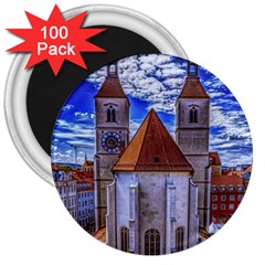 Steeple Church Building Sky Great 3  Magnets (100 Pack) by Nexatart