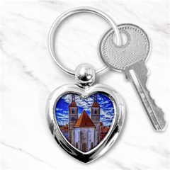 Steeple Church Building Sky Great Key Chains (heart)  by Nexatart