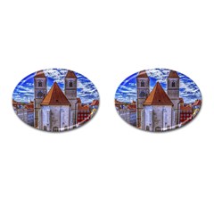 Steeple Church Building Sky Great Cufflinks (oval) by Nexatart