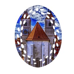 Steeple Church Building Sky Great Oval Filigree Ornament (two Sides) by Nexatart