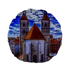 Steeple Church Building Sky Great Standard 15  Premium Round Cushions by Nexatart