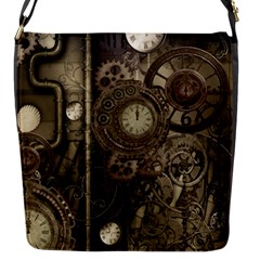 Stemapunk Design With Clocks And Gears Flap Messenger Bag (s) by FantasyWorld7