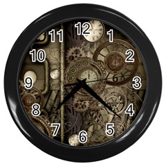 Stemapunk Design With Clocks And Gears Wall Clocks (black) by FantasyWorld7