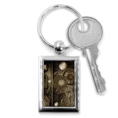 Stemapunk Design With Clocks And Gears Key Chains (rectangle)  by FantasyWorld7