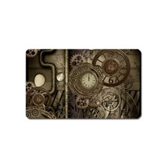 Stemapunk Design With Clocks And Gears Magnet (name Card) by FantasyWorld7